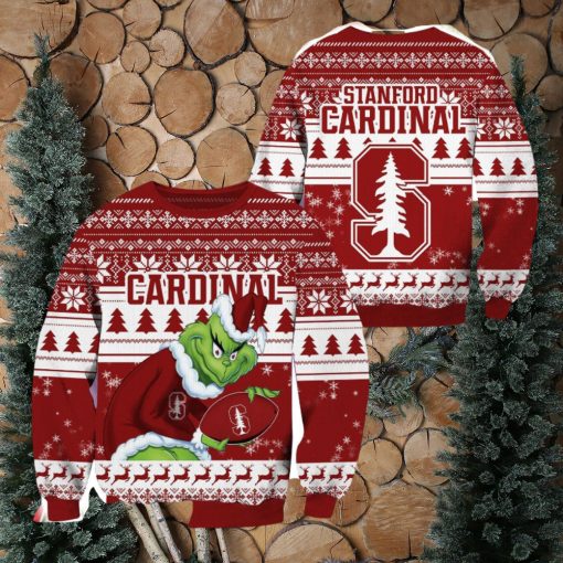 Stanford Cardinal NCAA Grinch Hug Logo Ugly Christmas Sweater Special Christmas Gift For Fans