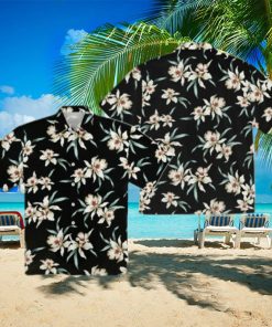 Star Orchid Black Aloha Hawaiian Shirt