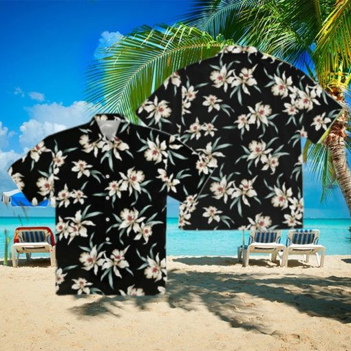 Star Orchid Black Aloha Hawaiian Shirt