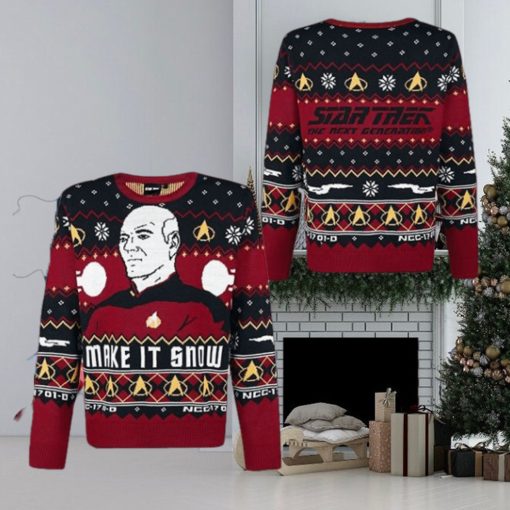 Star Trek The Next Generation Make It Snow Unique Design For Holiday Ugly Christmas Sweater