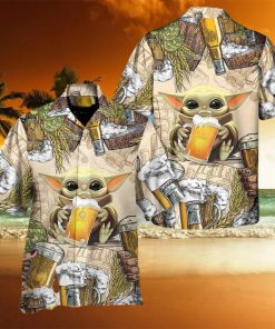 Star Wars Baby Yoda And Beer Wheat Hawaii Shirt