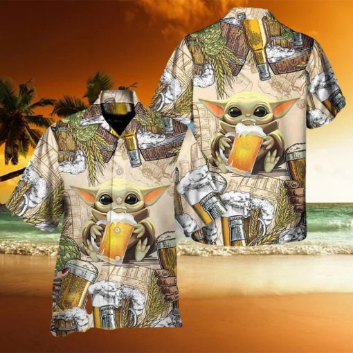 Star Wars Baby Yoda And Beer Wheat Hawaii Shirt