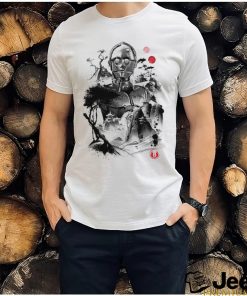 Star Wars C 3PO sumi e style Protocol Droid in the Desert Planet art shirt