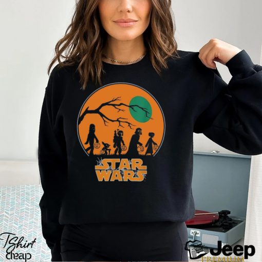 Star Wars Characters Trick Or Treat Halloween Sweatshirt, Darth Vader Boba Fett Leia Chewbacca Halloween Shirt, Disneyland Halloween Tee