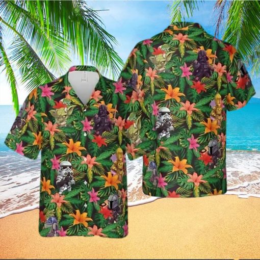 Star Wars Disney Cartoon Movie Colorful Tropical Leaves Floral Disney Hawaiian Shirt