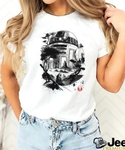 Star Wars R2 D2 sumi e style Astromech Droid in the Desert Planet art shirt