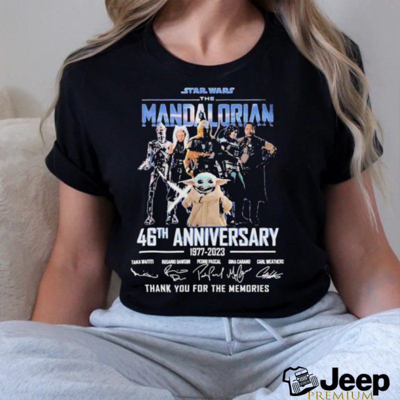 Star Wars The Mandalorian 46th Anniversary 1977 2023 Thank You For The Memories Signatures Shirt