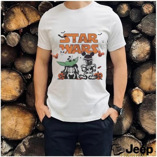 Star Wars Yoda And Boba Fett Skeleton Halloween Shirt