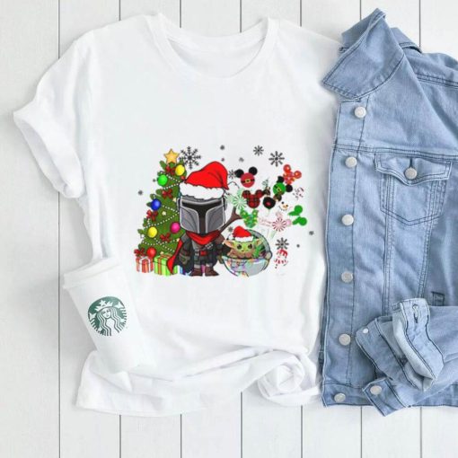 Star Wars Yoda And Mandalorian Christmas Shirt, Disney Santa Shirts