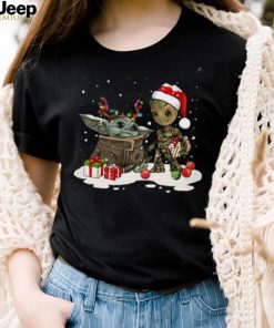 Star Wars Yoda Christmas Shirt, Santa Baby Yoda And Baby Groot Friends Merry Christmas Shirt