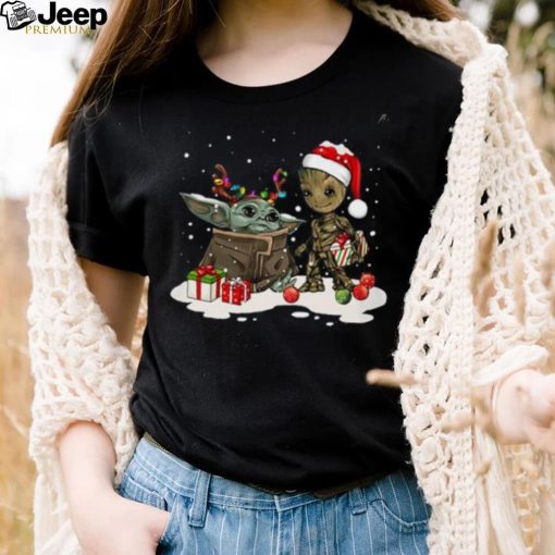 Star Wars Yoda Christmas Shirt, Santa Baby Yoda And Baby Groot Friends Merry Christmas Shirt