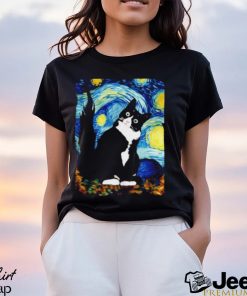 Starry night vincent Van Gogh famous painting black cat Shirt