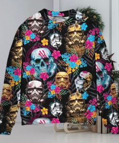 Starwars Stormtrooper Skull Tropical Neon Ugly Christmas Sweater