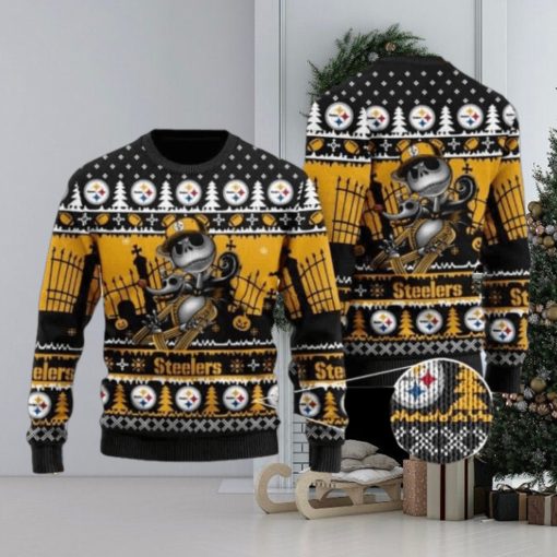 Steelers Jack Skellington Halloween Knitted Ugly Christmas Sweater