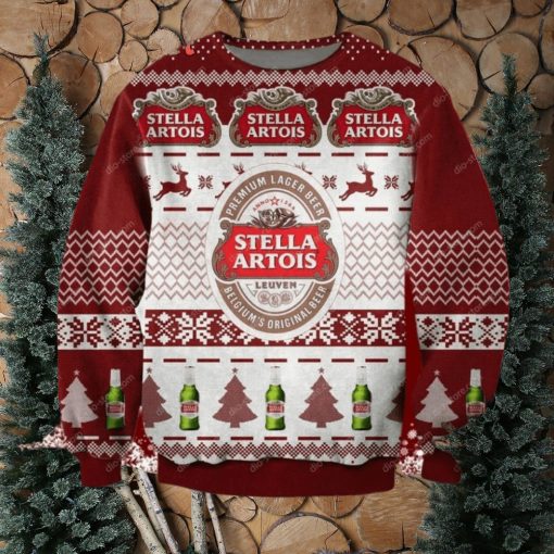 Stella Artois Beer Reindeer Knitted Ugly Christmas Sweater