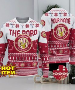 Stevenage FC Big Logo Custom Name 3D Ugly Christmas Sweater Christmas Gift For Big Fans