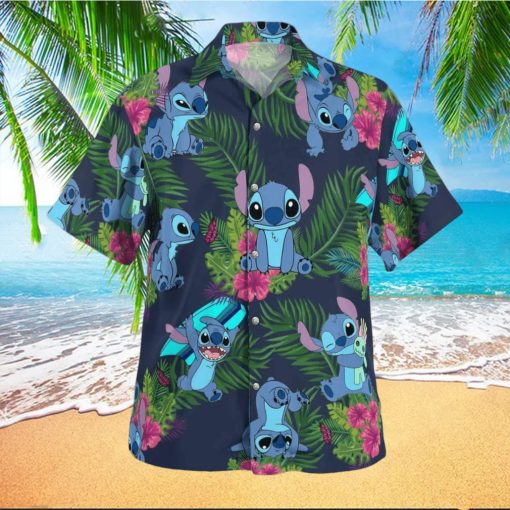 Stitch Disney Palm Leaves Pattern All Over Print Hawaiian Shirt