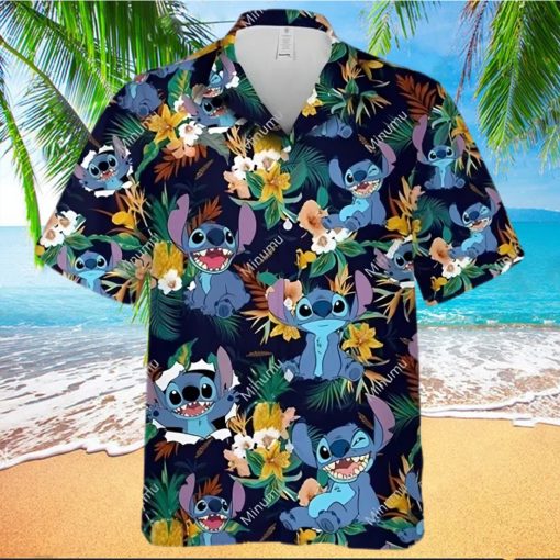 Stitch Disney Yellow Lillys Pineapple Disney Cruise 2023 Disney Hawaiian Shirt