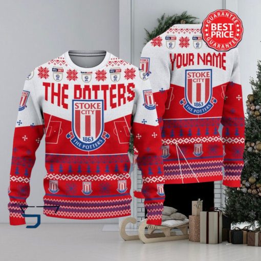 Stoke City FC EFL Logo Custom Name Ugly Sweater