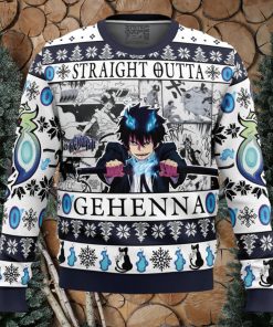 Straight Outta Gehenna Blue Exorcist Ugly Christmas Sweater