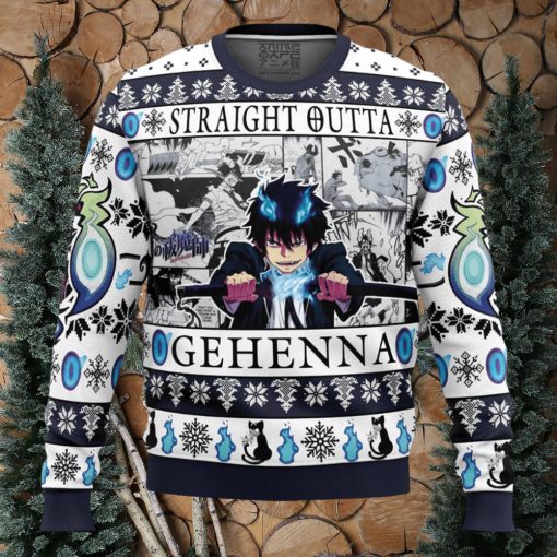 Straight Outta Gehenna Blue Exorcist Ugly Christmas Sweater