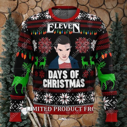 Stranger Things Eleven Days Of Christmas Ugly Christmas Sweater