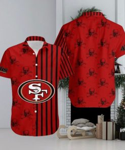 Stripes And Skull NFL San Francisco 49ers Hawaiian Shirt, NFL Hawaiian Shirt