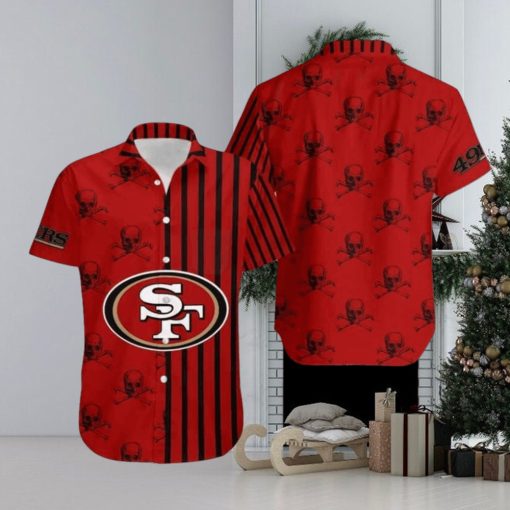 Stripes And Skull NFL San Francisco 49ers Hawaiian Shirt, NFL Hawaiian Shirt