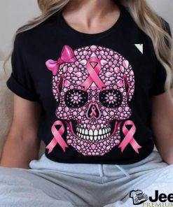 Sugar Skull Pink Ribbon Breast Cancer Awareness T Shirt