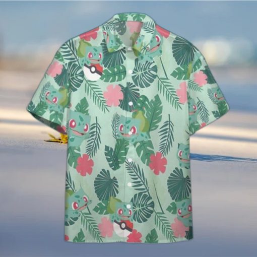 Summer Aloha Bulbasaur Pokemon Hawaiian Shirt Palm Leaves Pattern Beach Gift For Friend