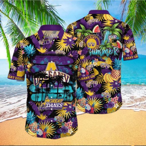 Summer Aloha NCAA Albany Great Danes Hawaiian Shirt Tropical Fruit Pattern