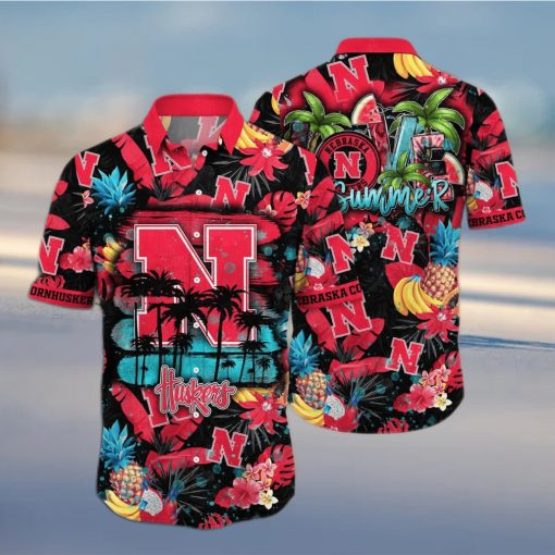 Summer Aloha NCAA Nebraska Cornhuskers Hawaiian Shirt Tropical Fruit Pattern