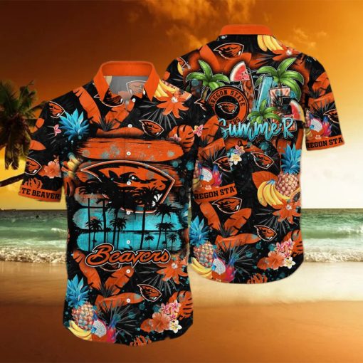 Summer Aloha NCAA Oregon State Beavers Hawaiian Shirt Tropical Fruit Pattern