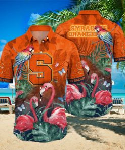 Summer Aloha NCAA Syracuse Orange Hawaiian Shirt Pink Flamingo And Palm Leaves