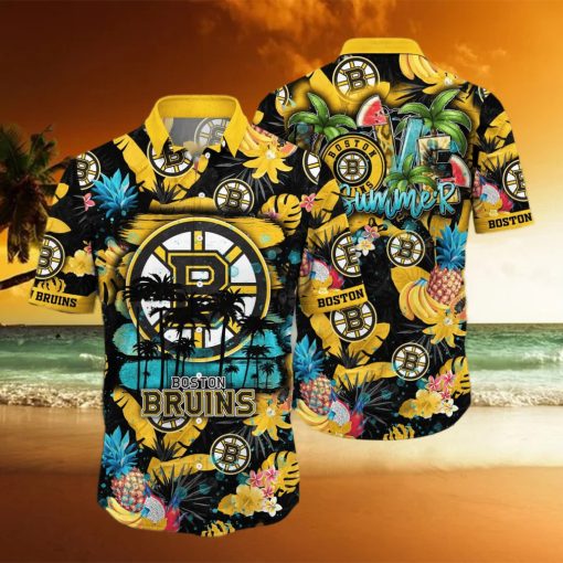 Summer Aloha NHL Boston Bruins Hawaiian Shirt Tropical Fruit Pattern Beach Gift For Dad