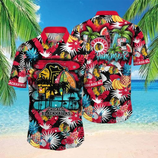 Summer Aloha NHL Chicago Blackhawks Hawaiian Shirt Tropical Fruit Pattern