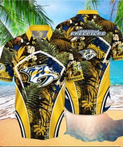 Summer Aloha NHL Nashville Predators Hawaiian Shirt Tropical Palm Leaves hawaiian shirt