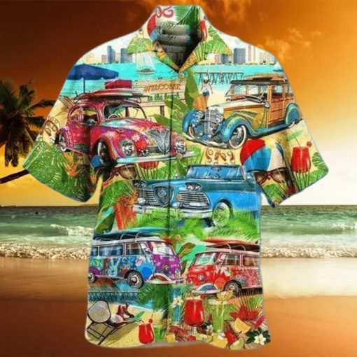 Summer Car Holiday On The Beach Hawaiian Aloha Shirts