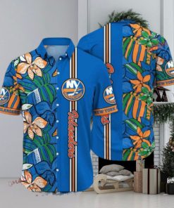 New York Islanders Hawaiian Shirt, Seamless Tropical Pattern