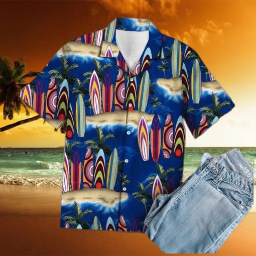 Summer Surfboard Palm Tree Hawaiian Aloha Shirts