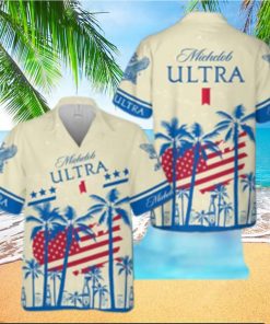 Summer Vibes Michelob Ultra Beer Hawaiian Shirt USA Flag Tropical Palm Tree