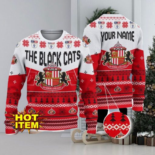 Sunderland AFC Big Logo Custom Name 3D Ugly Christmas Sweater Christmas Gift For Big Fans