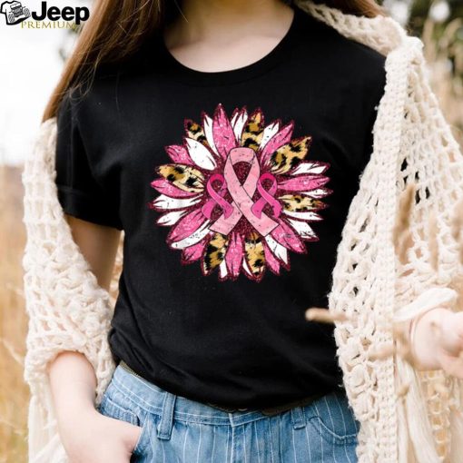 Sunflower Pink Breast Cancer Awareness Women Warrior T Shirt