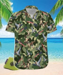 Suns Up Guns Up Duck Hunter Green Camo Pattern Unisex Hawaiian Shirts