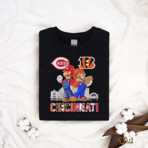 Super Mario Players CIncinnati Reds and Bengals Shirt