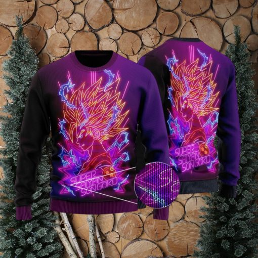 Super Saiyan 2 Goku Neon Lights Ugly Xmas Sweater