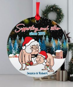 Supporting Each Other, Funny Old Couple Ornament, Personalized Acrylic Ornament, Gift For Christmas