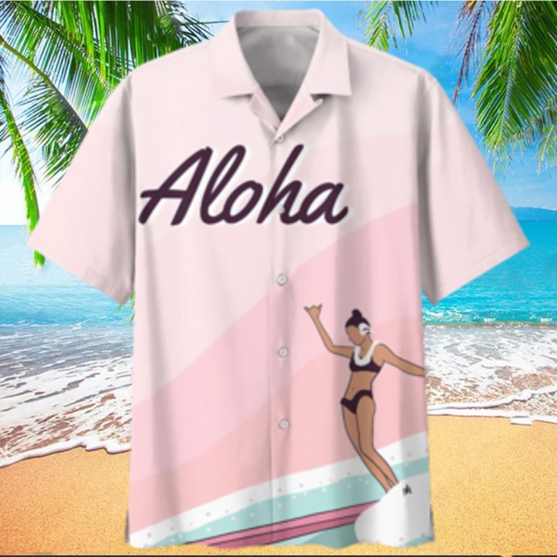 Surfing Pink High Quality Unisex Hawaiian Shirt