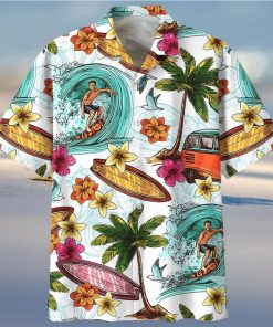 Surfing White Awesome Design Unisex Hawaiian Shirt