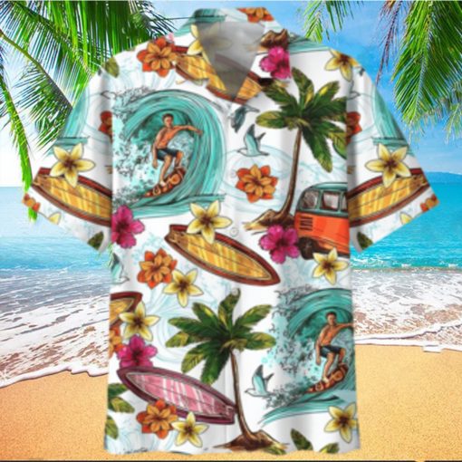 Surfing White Awesome Design Unisex Hawaiian Shirt